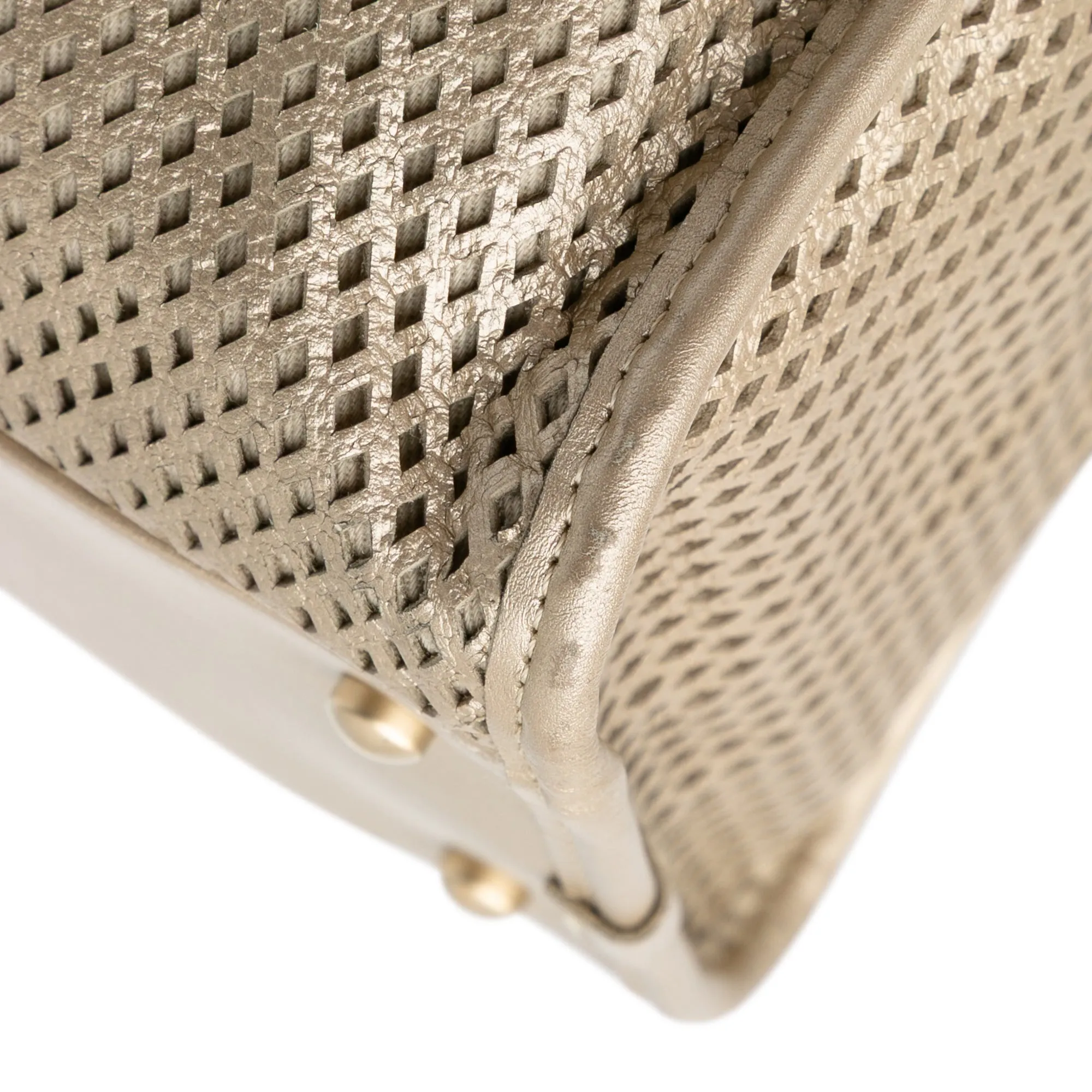 Perforated Metallic Calfskin Up In The Air Tote