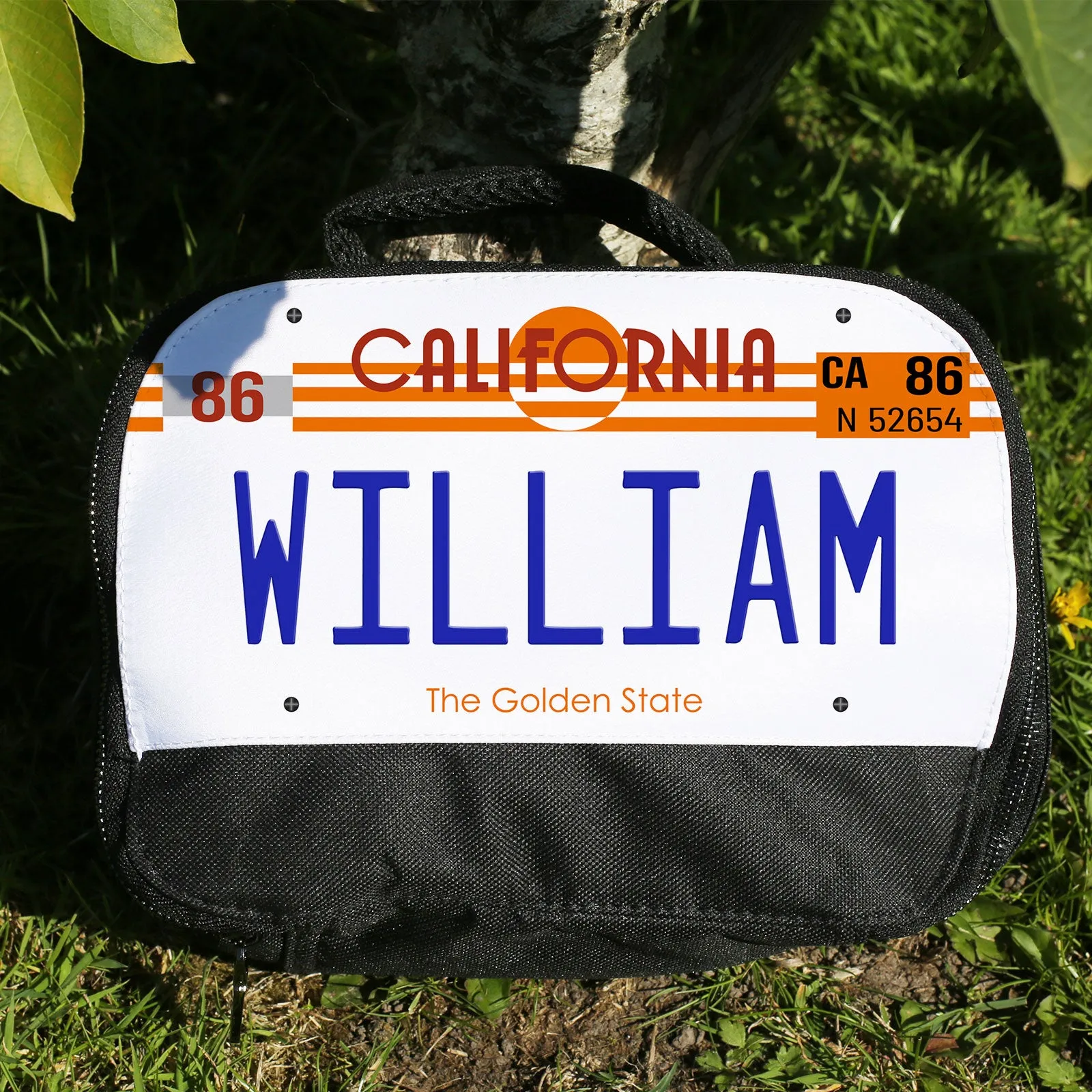 Personalised Lunch Bag with Classic California Licence & Text