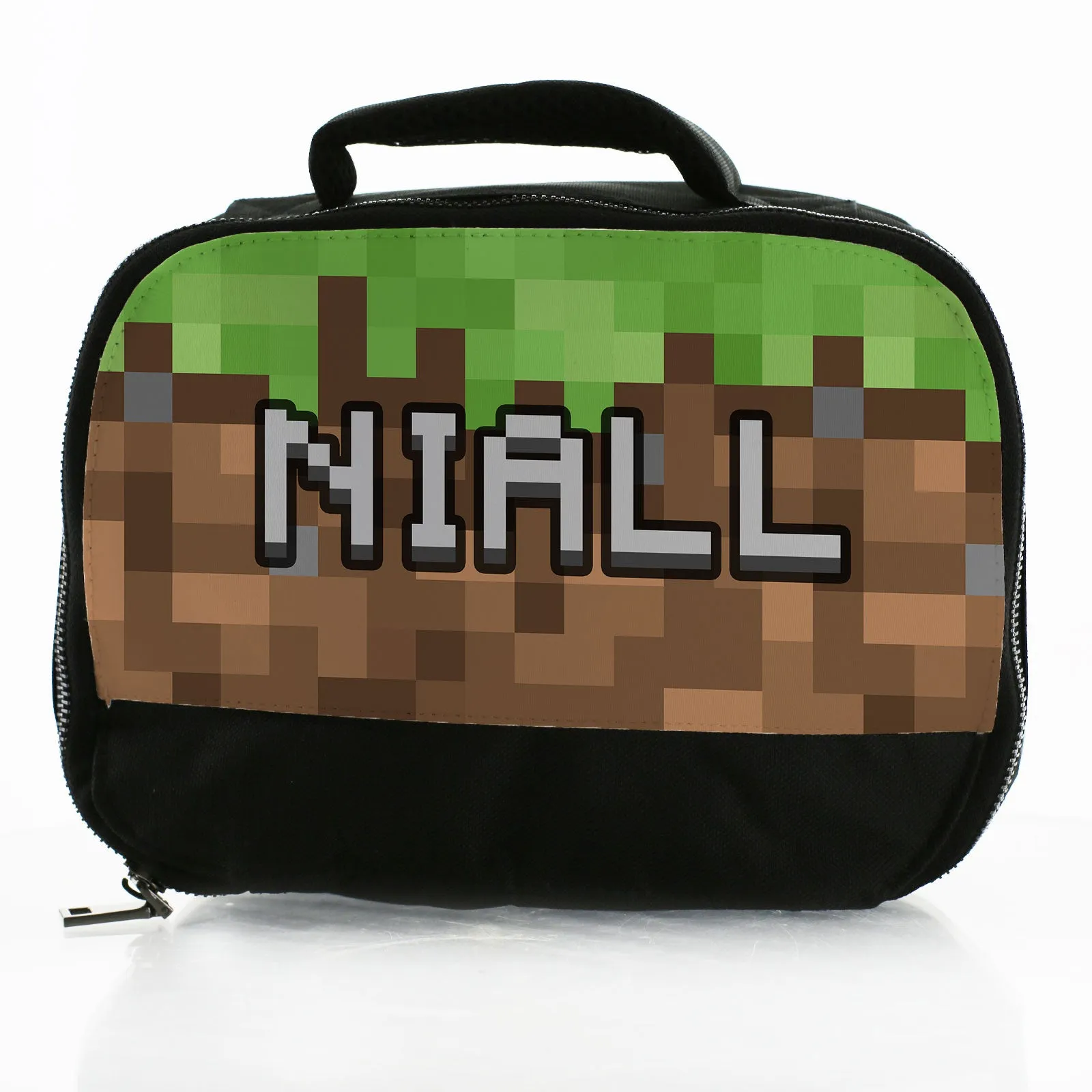 Personalised Lunch Bag with Gamer Mining Block & Name