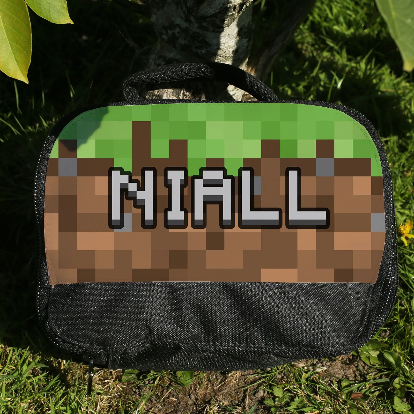 Personalised Lunch Bag with Gamer Mining Block & Name