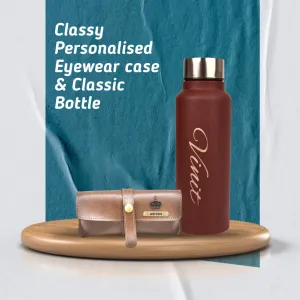 Personalized Perfect Classy Leather Eyewear Case - Brown