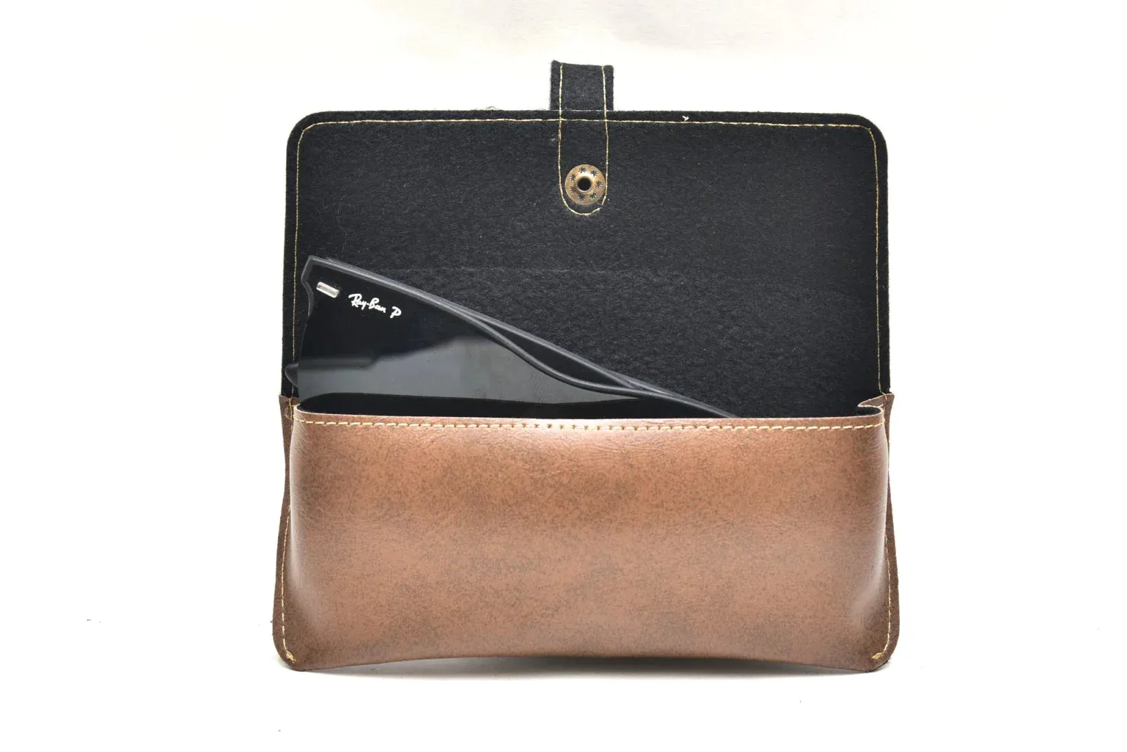 Personalized Perfect Classy Leather Eyewear Case - Brown