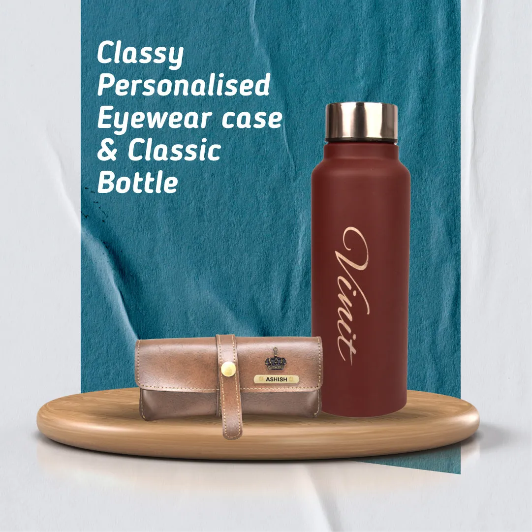 Personalized Perfect Classy Leather Eyewear Case - Brown