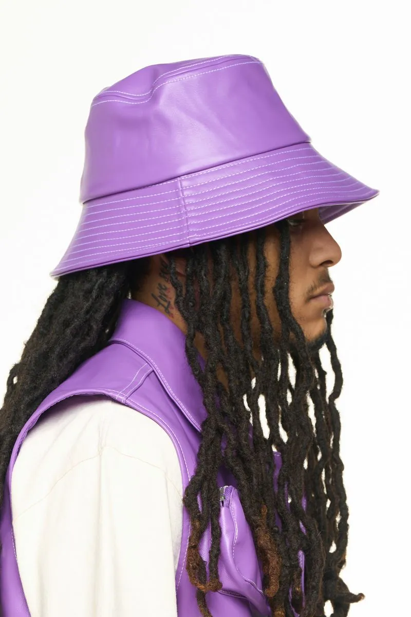 PHEELINGS FLOAT ON CARGO LEATHER BUCKET HAT (ELECTRIC VIOLET)