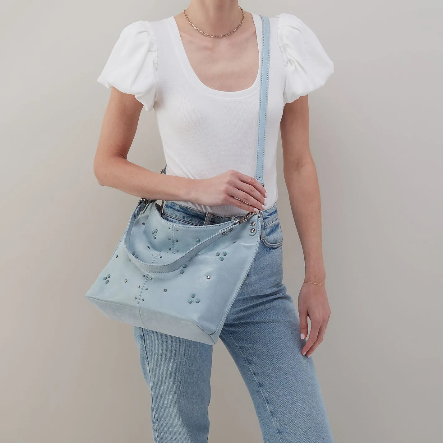 Pier Shoulder Bag In Buffed Leather - Sky