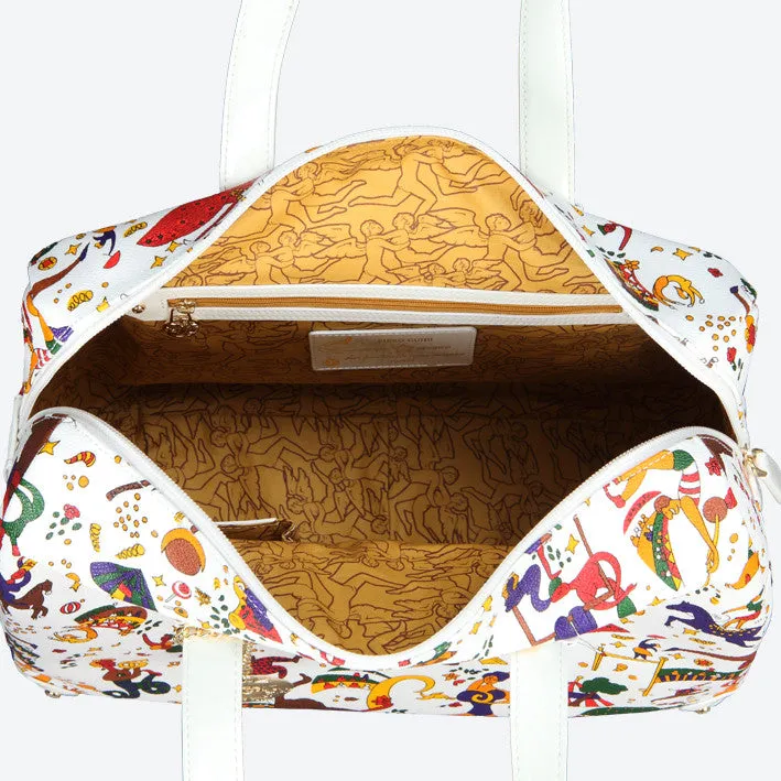 Piero Guidi Magic Circus - 12 x 8.5 x 6 in. Vintage White Satchel