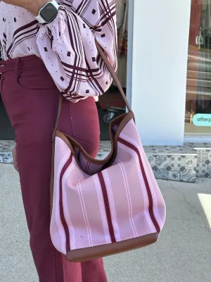 Pink and Burgandy Tote Bag