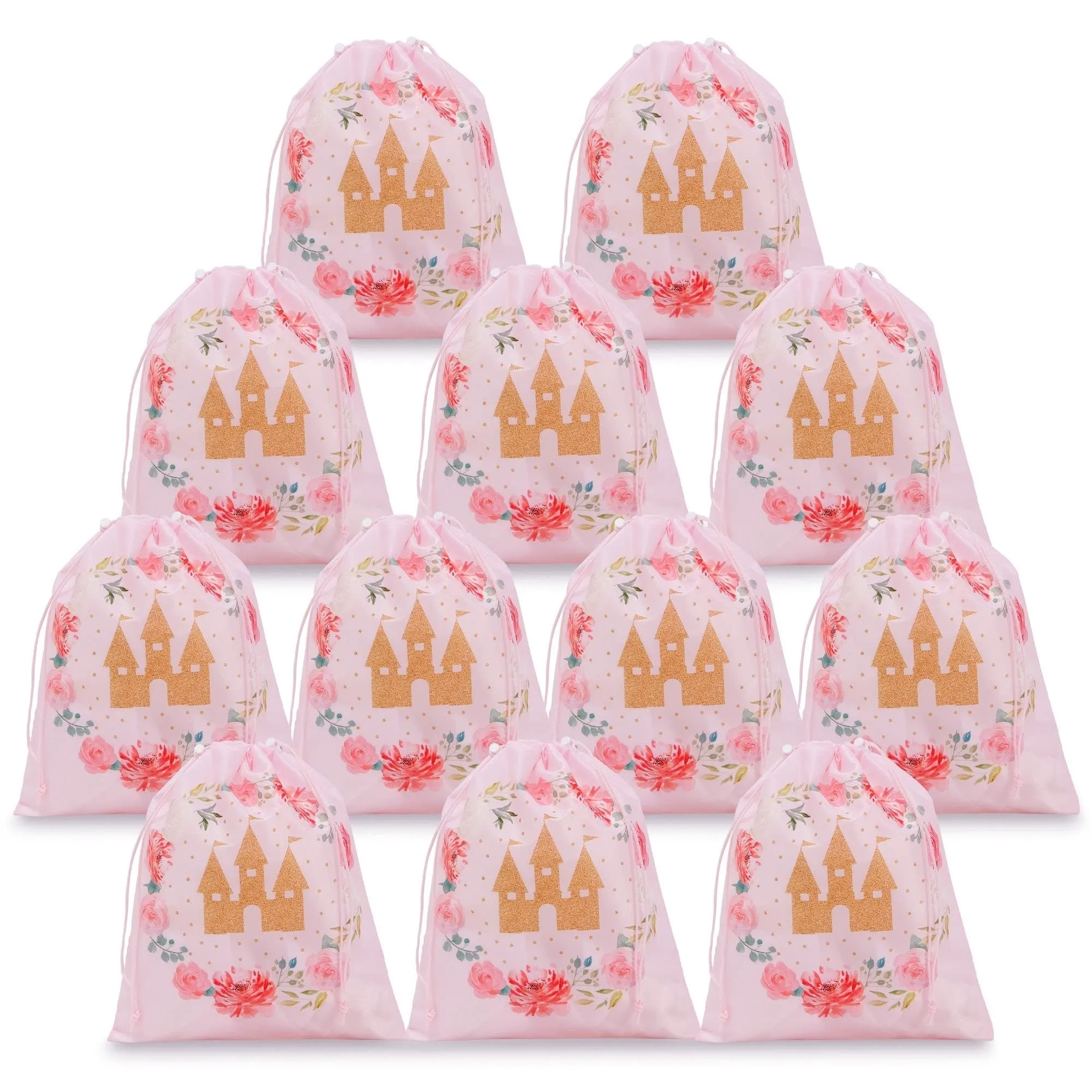 Pink Drawstring Bags For Girls Princess Birthday Party Supplies(0 X