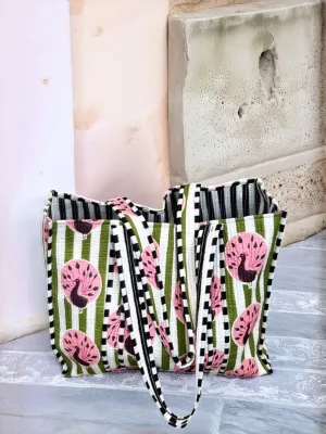 Pink peacock tote
