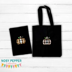 Plaid Pumpkin applique & sketch fill versions included (5 sizes) machine embroidery design DIGITAL DOWNLOAD