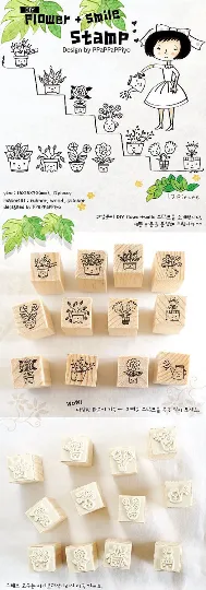 Plant Stamps Set / Cute Wooden Plants Stamps Set / Planner Stamps 12 pieces A2