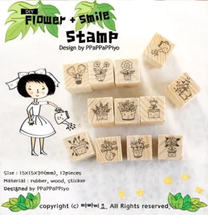 Plant Stamps Set / Cute Wooden Plants Stamps Set / Planner Stamps 12 pieces A2