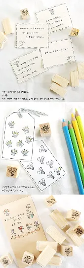 Plant Stamps Set / Cute Wooden Plants Stamps Set / Planner Stamps 12 pieces A2