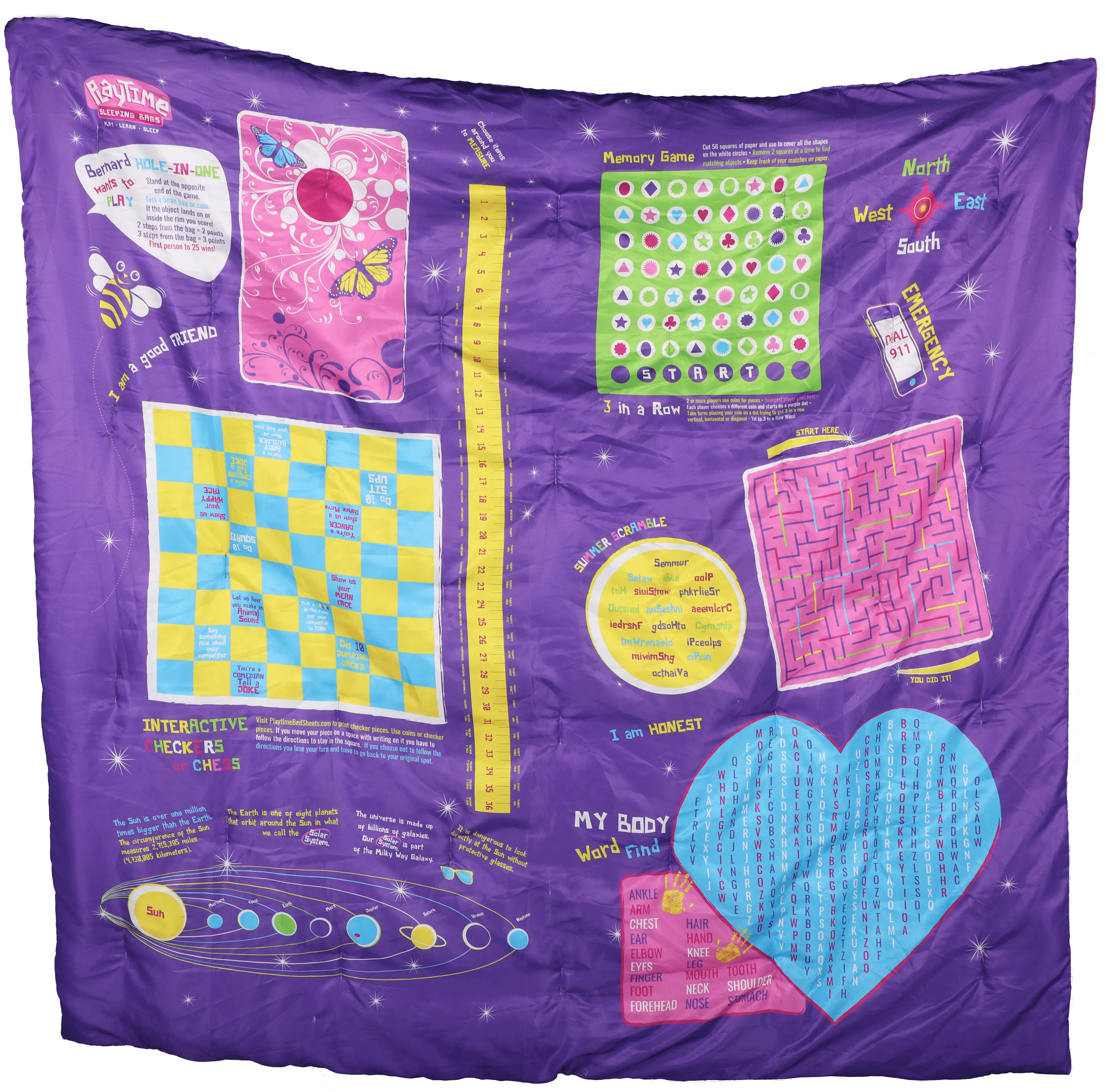 Playtime Reversible Slumber Bag. Over 35 Fun Interactive Games!