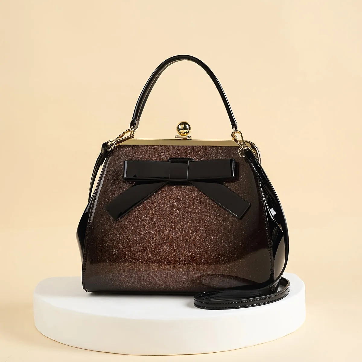 Polka Dot Patent Leather Satchel