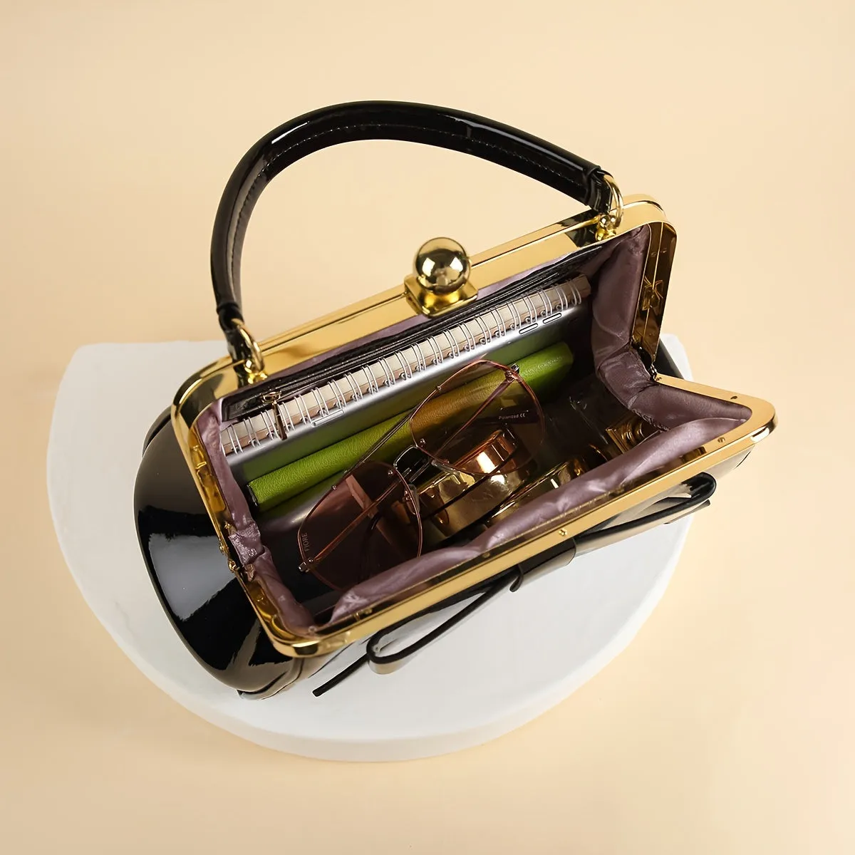 Polka Dot Patent Leather Satchel