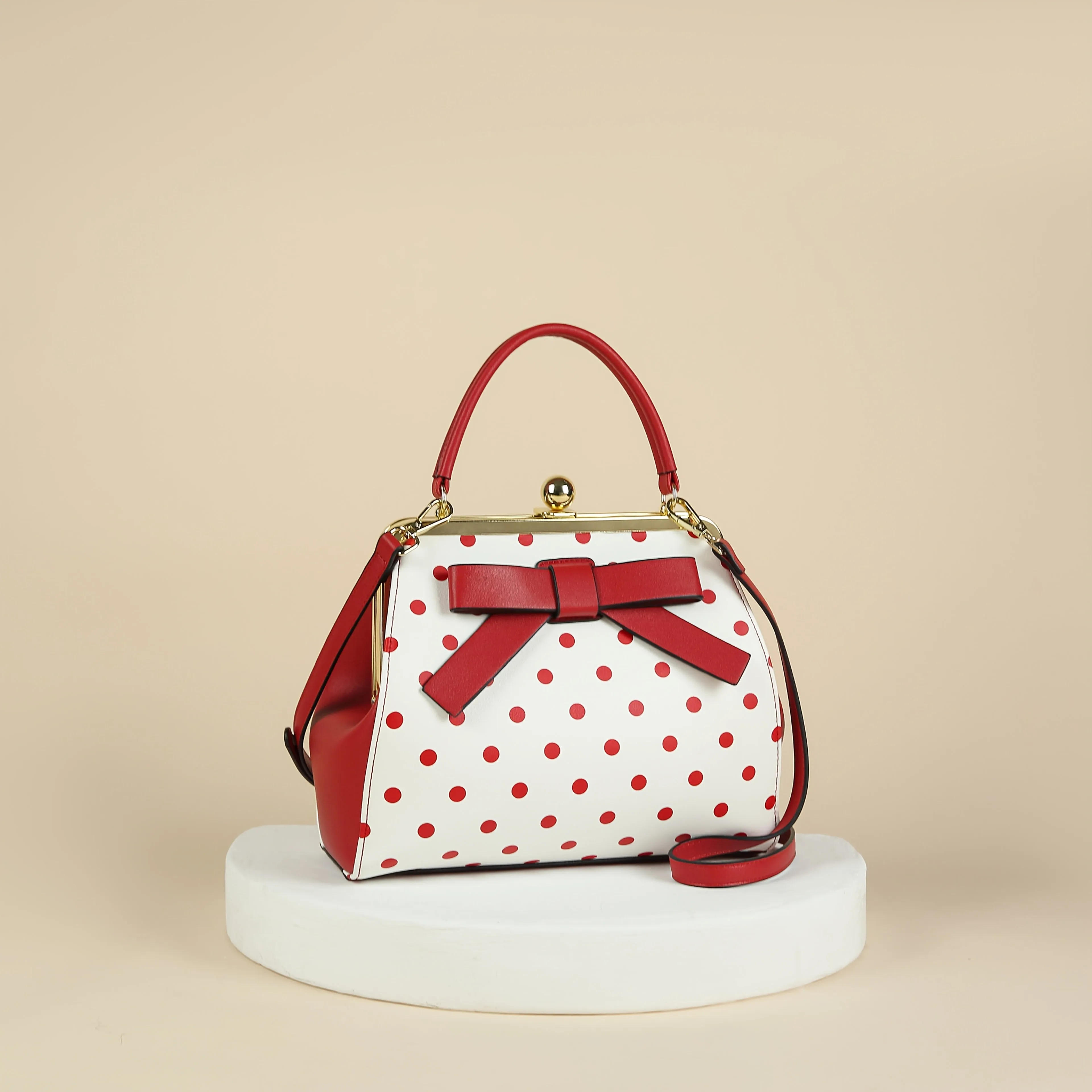 Polka Dot Patent Leather Satchel