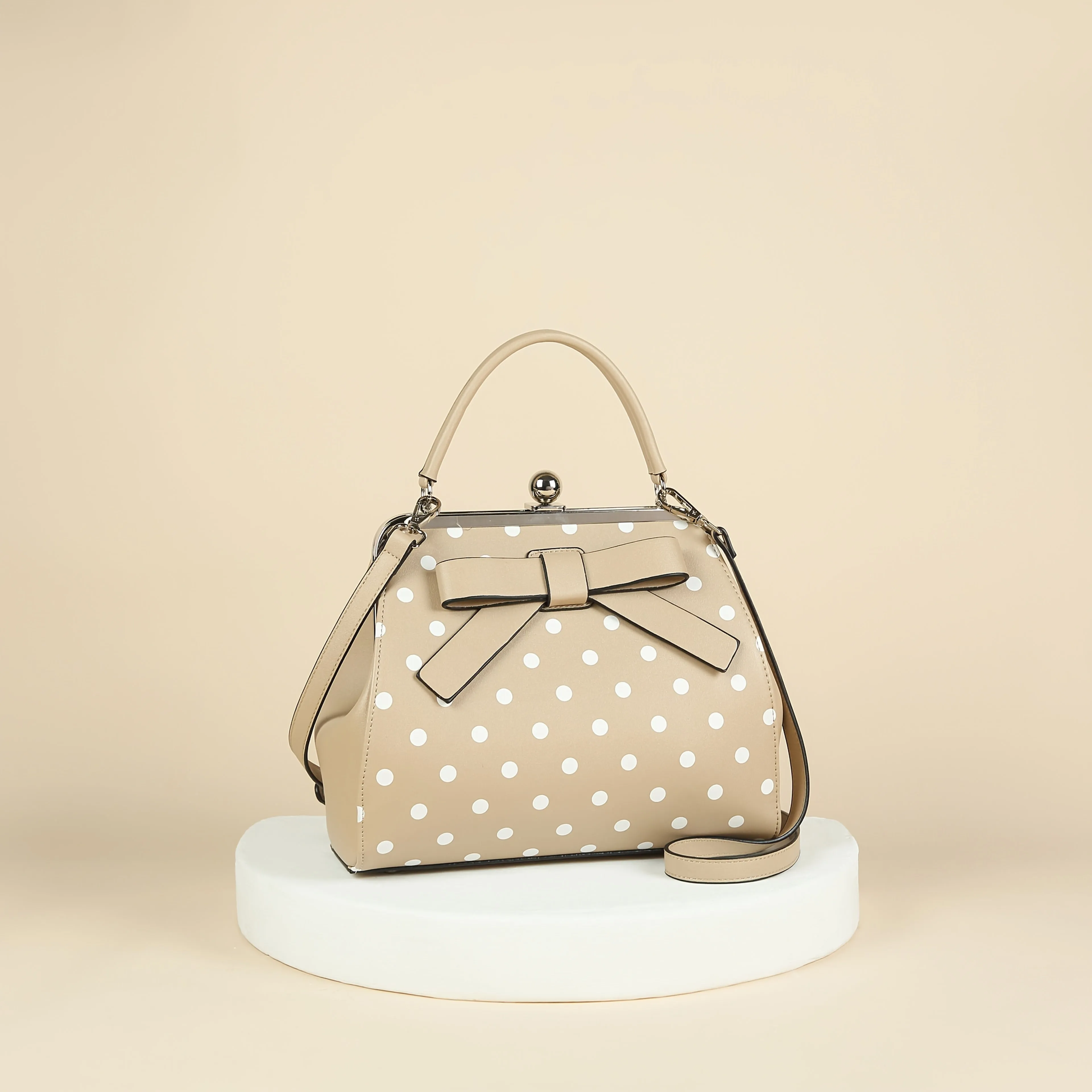 Polka Dot Patent Leather Satchel