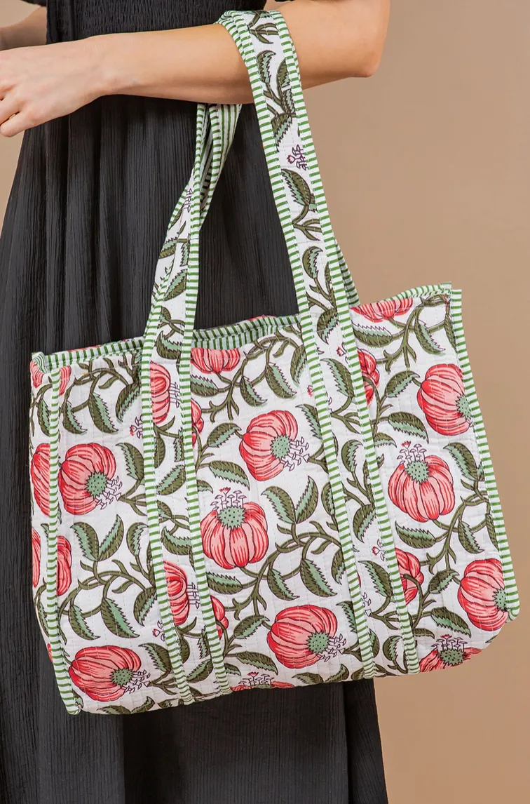 Poppy Printed Quilted Tote