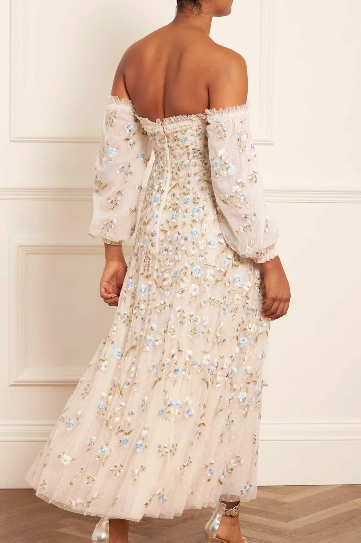 Posy Pirouette Off-Shoulder Ankle Gown