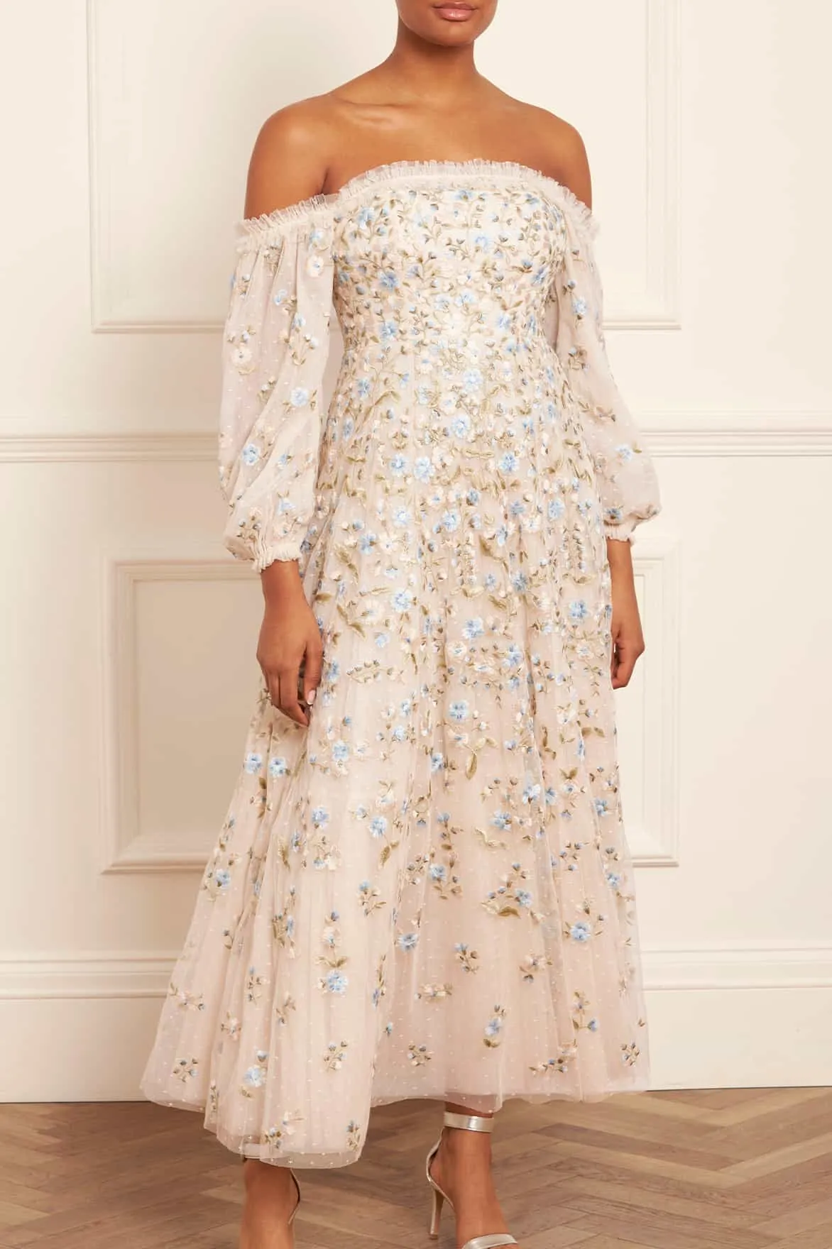 Posy Pirouette Off-Shoulder Ankle Gown