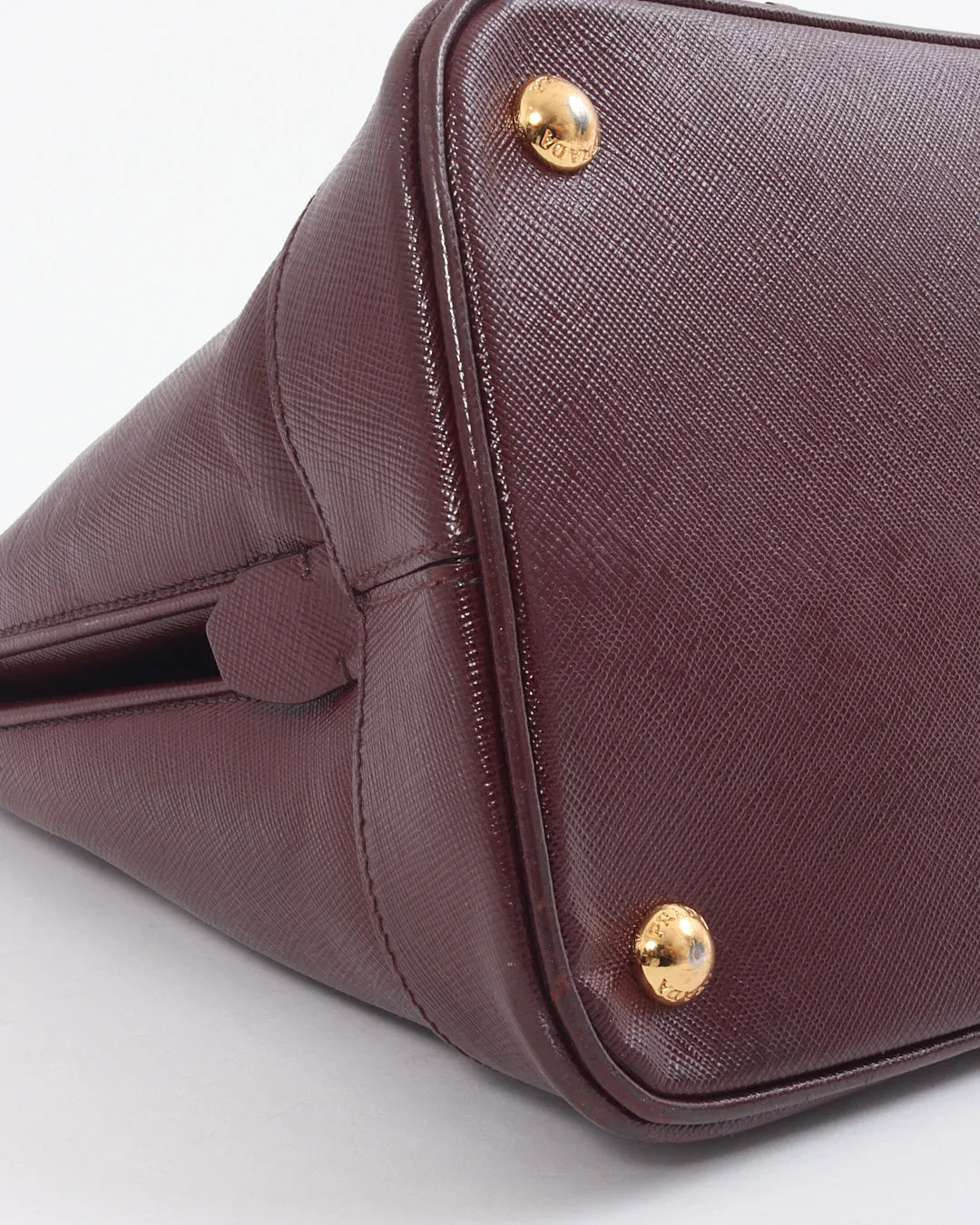 Prada Burgundy Patent Saffiano Leather Vernice Open Promenade Bag
