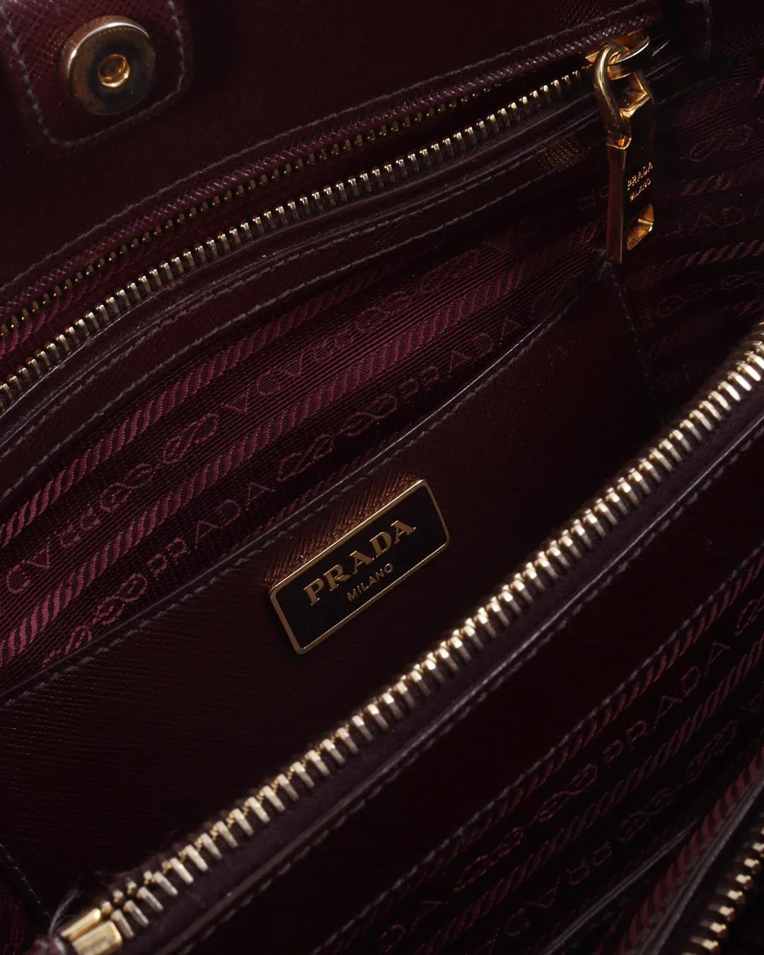 Prada Burgundy Patent Saffiano Leather Vernice Open Promenade Bag