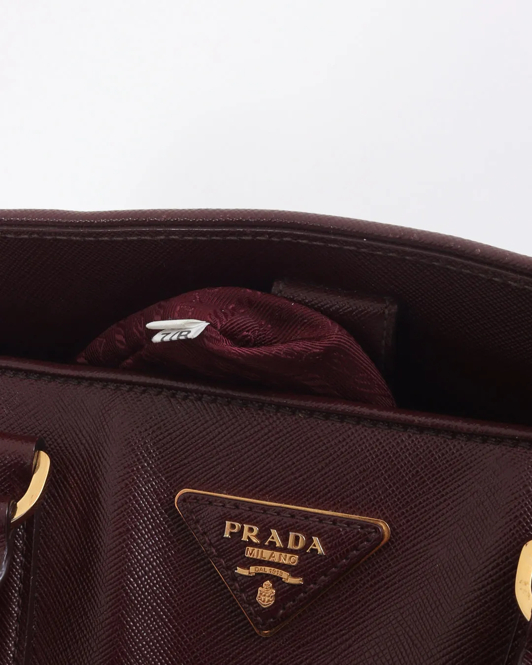 Prada Burgundy Patent Saffiano Leather Vernice Open Promenade Bag