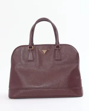 Prada Burgundy Patent Saffiano Leather Vernice Open Promenade Bag