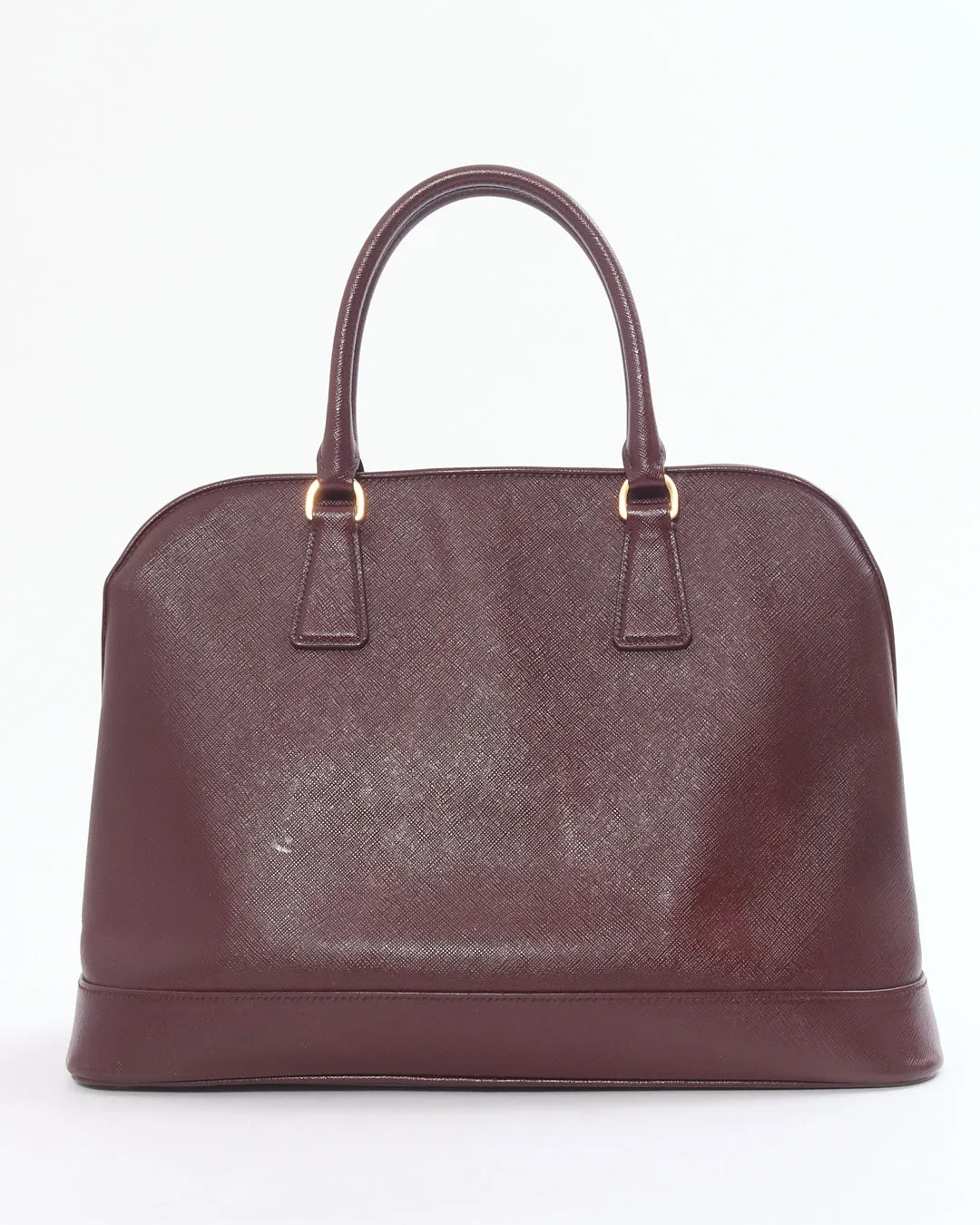 Prada Burgundy Patent Saffiano Leather Vernice Open Promenade Bag