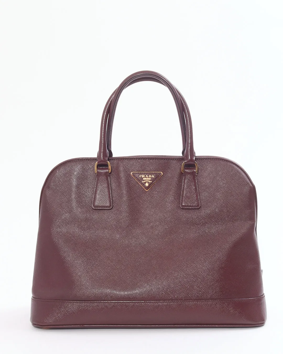 Prada Burgundy Patent Saffiano Leather Vernice Open Promenade Bag