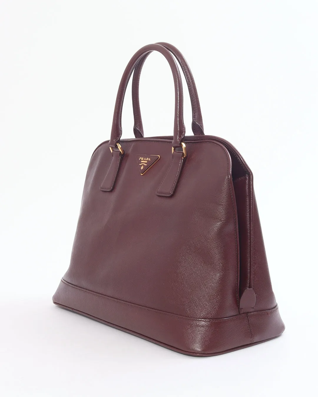 Prada Burgundy Patent Saffiano Leather Vernice Open Promenade Bag