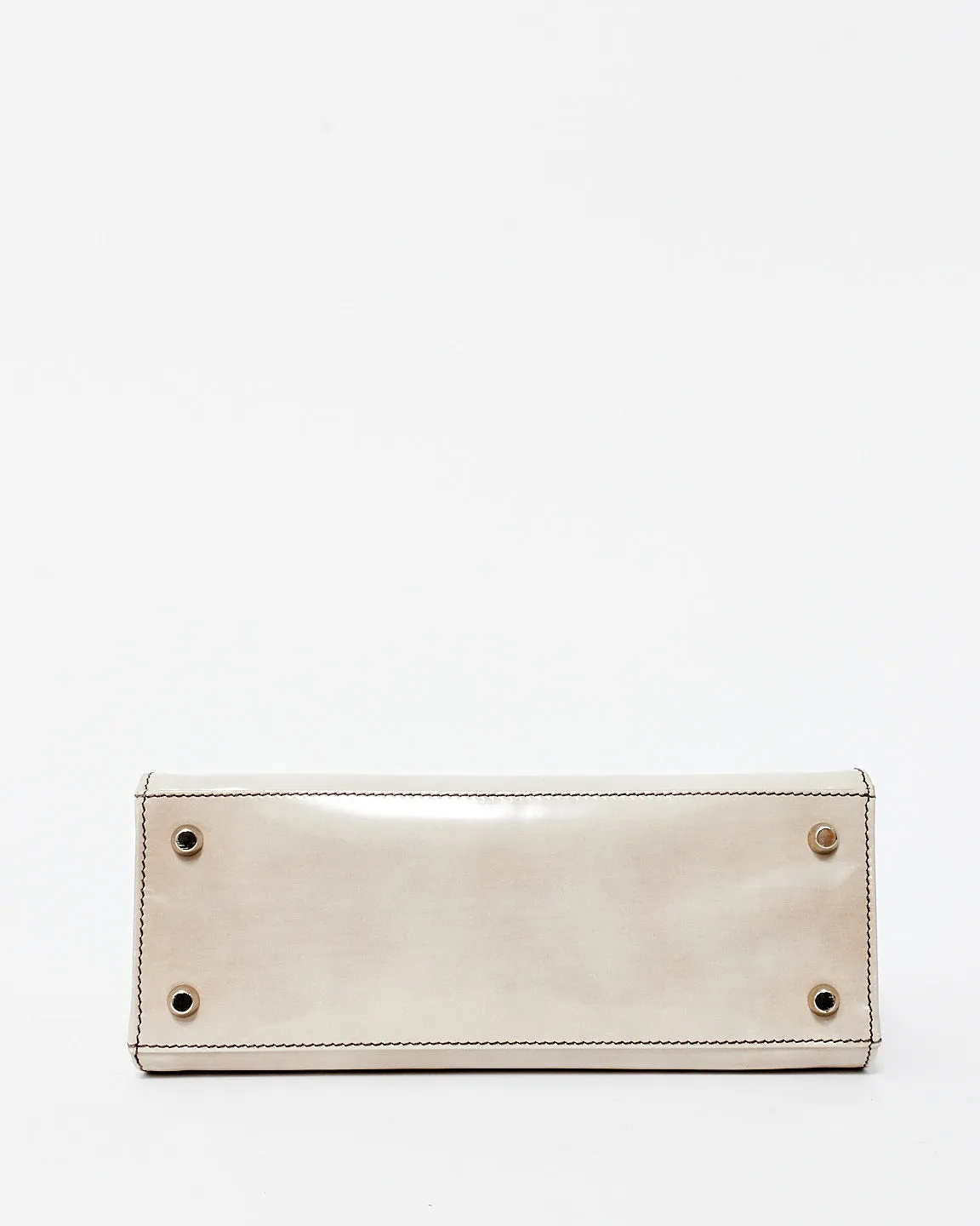 Prada Vintage Light Grey Patent Leather Spazzolato Logo Bag