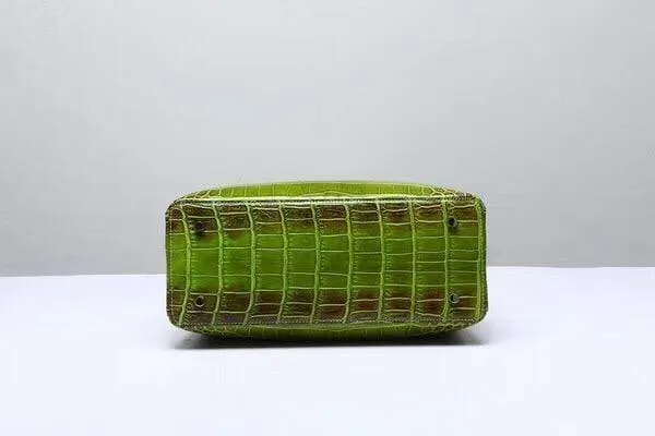 Preorder Genuine Siamese Crocodile  Belly Leather  Tote With Crossbody Strap Green