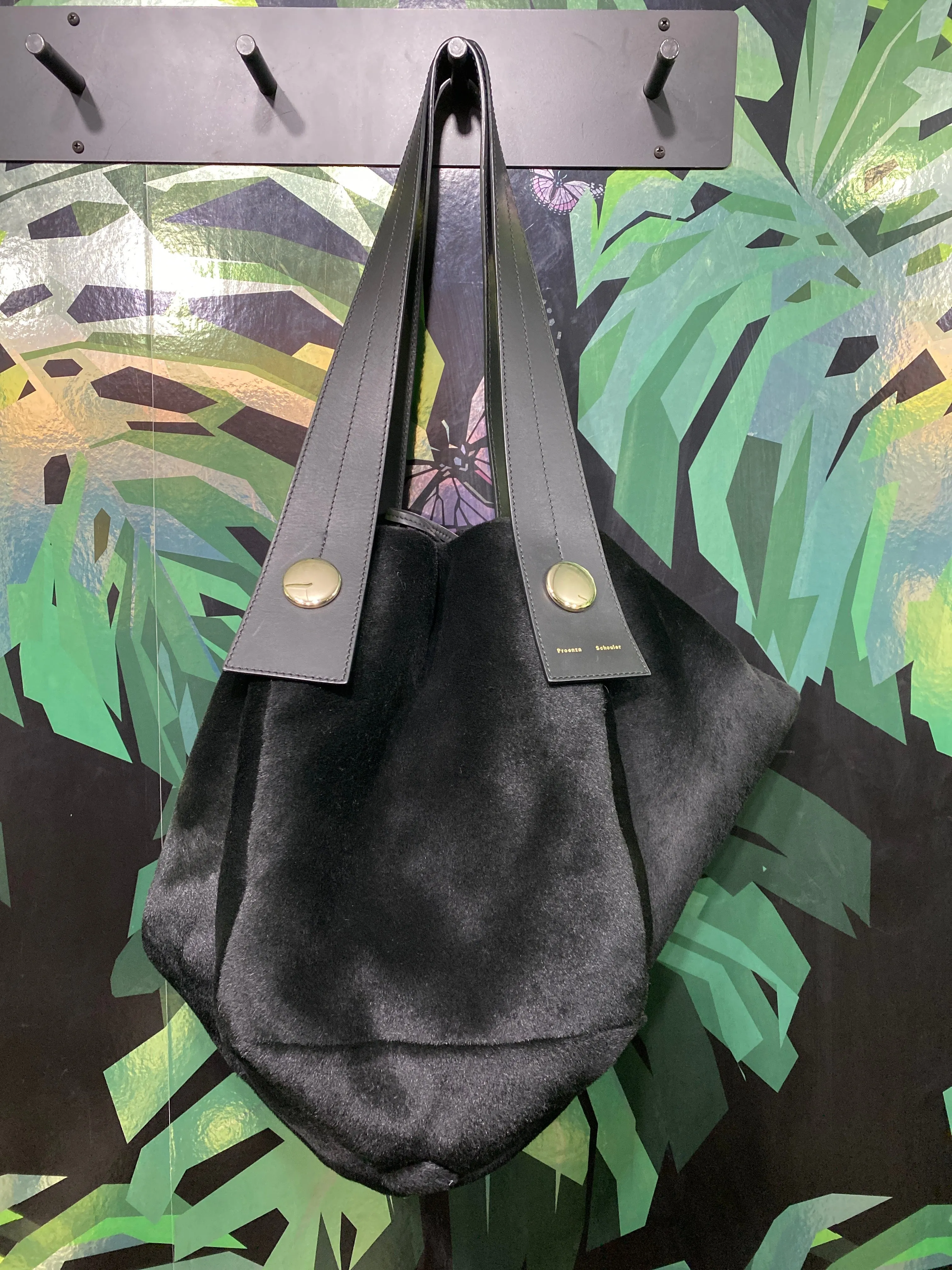 Proenza Schouler "TOBO" Black Shaved Pony Hair and XL Leather Tote