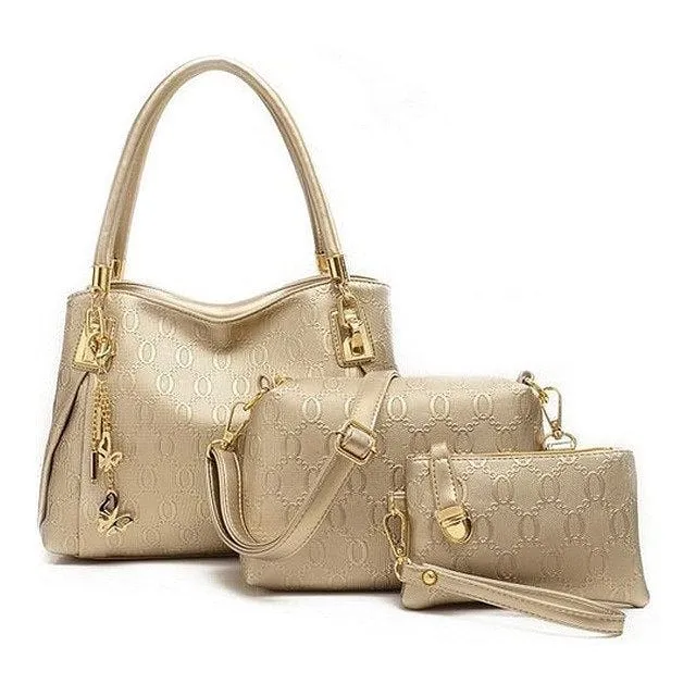 PU Handbag Messenger Bag Purse 3 Sets