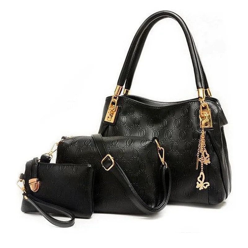 PU Handbag Messenger Bag Purse 3 Sets