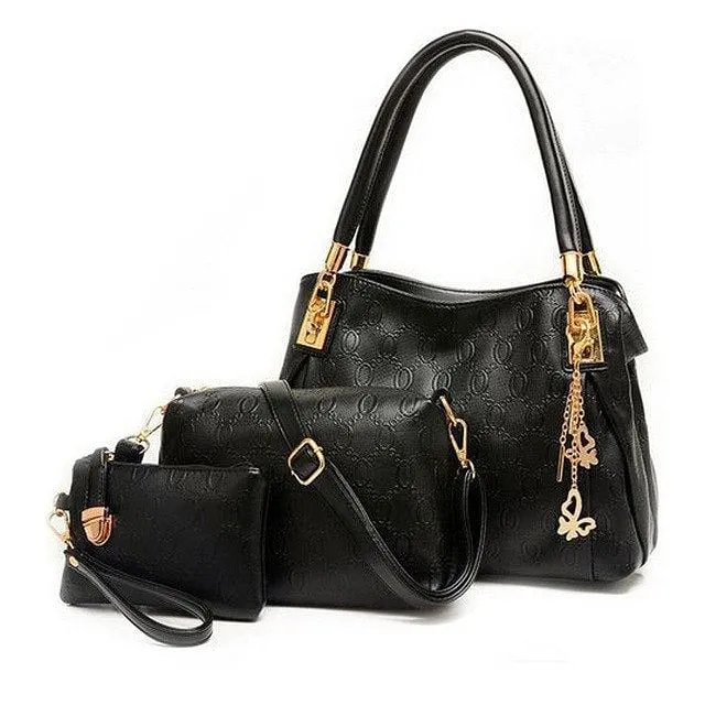 PU Handbag Messenger Bag Purse 3 Sets