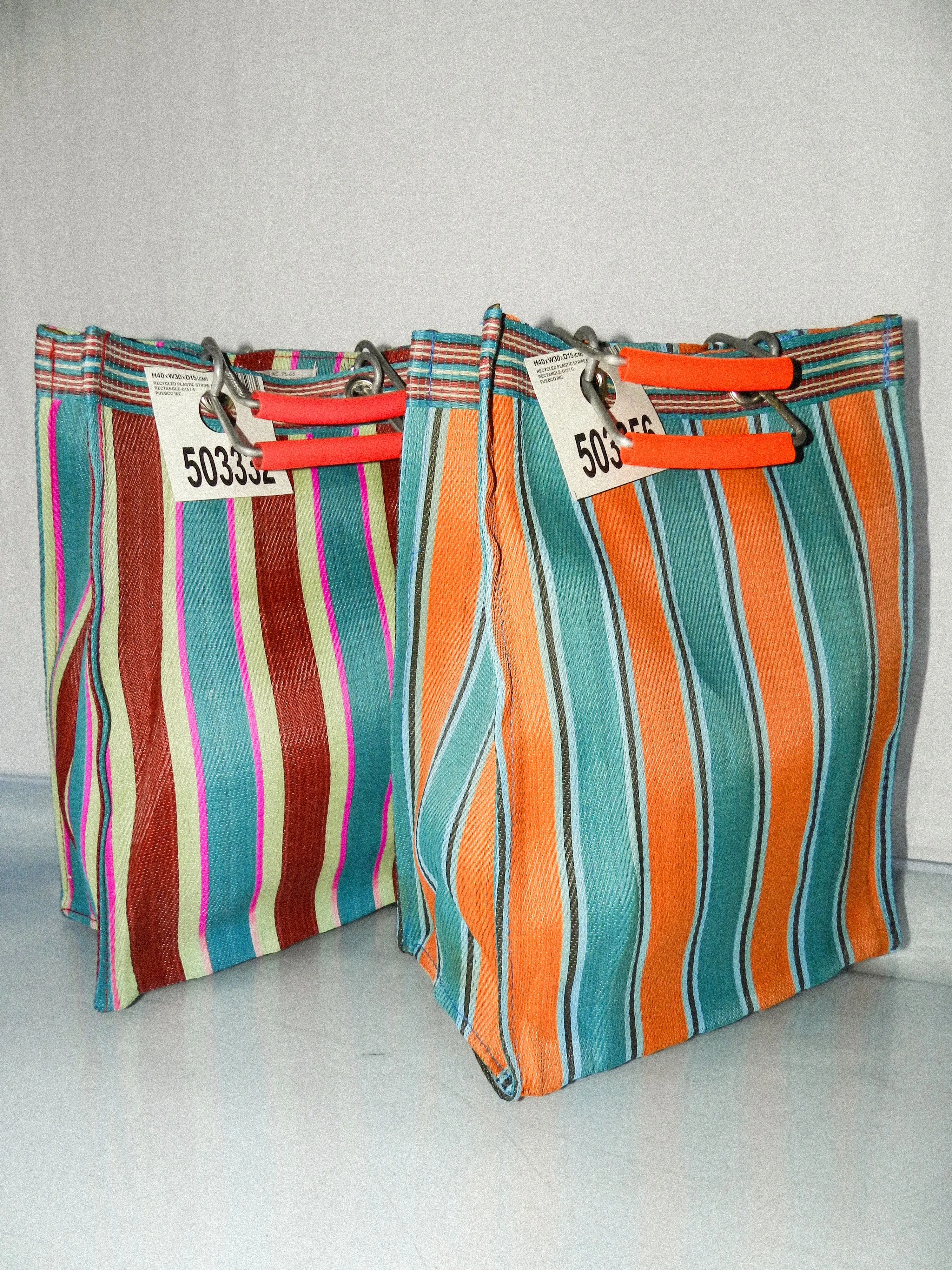 PUEBCO • Recycled Plastic Stripe Bag D15 in Red/Blue