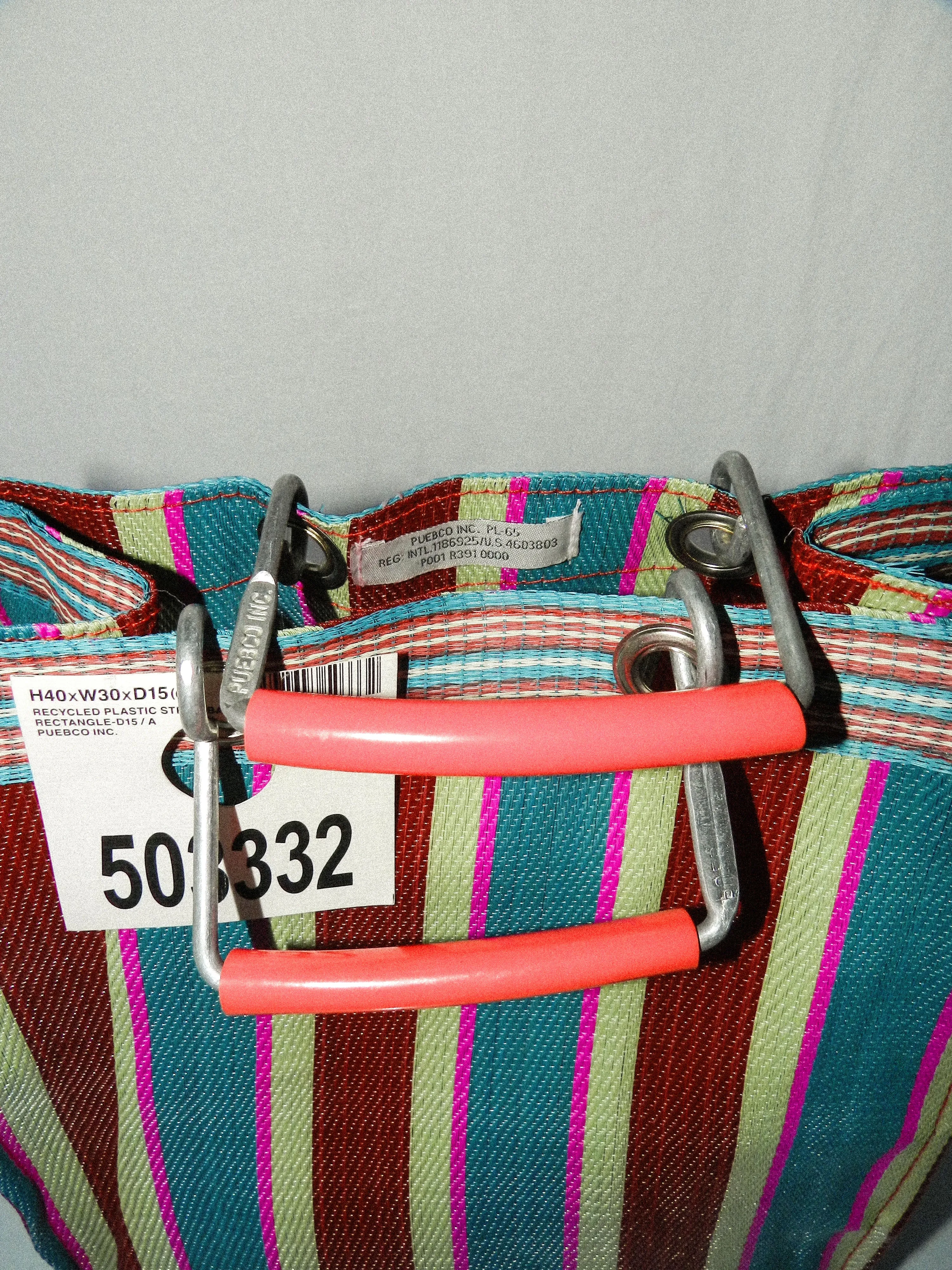 PUEBCO • Recycled Plastic Stripe Bag D15 in Red/Blue