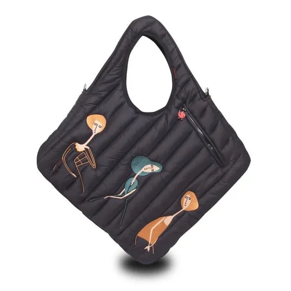 Puffer Diagonal Tote Bag with Girl Figures - MODIGLIANI - Reversible