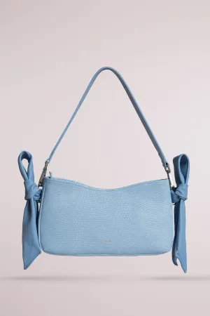 QUERIDA SHOULDER BAG WITH KNOTS LIZARD SKY BLUE SP