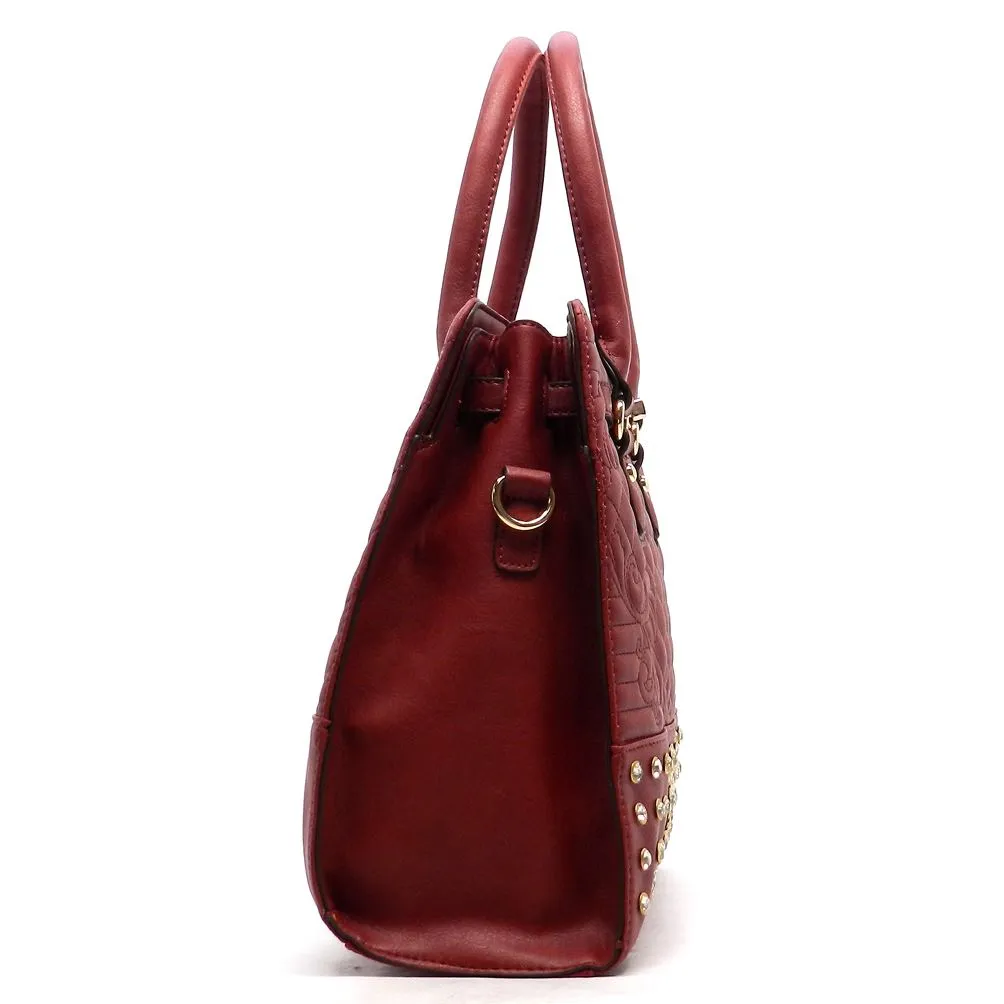 Quilted bling Twist Lock Shoulder bag Tote designer inspired Rhinestone Studs