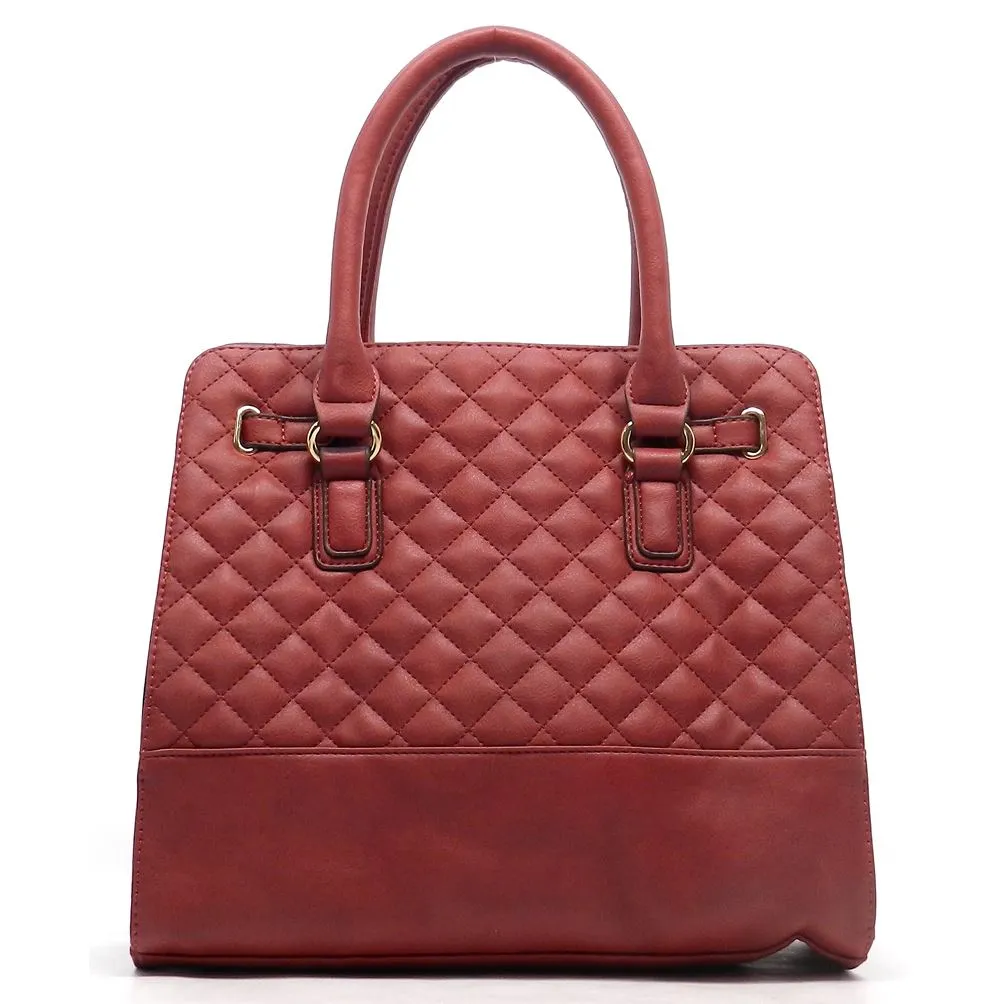 Quilted bling Twist Lock Shoulder bag Tote designer inspired Rhinestone Studs