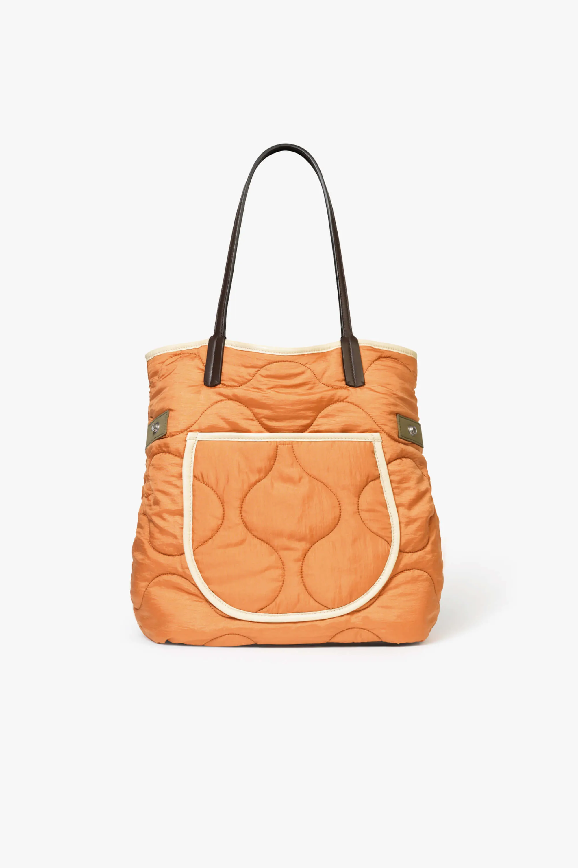 Quilted Signature Tote - Stone / Burnt Orange