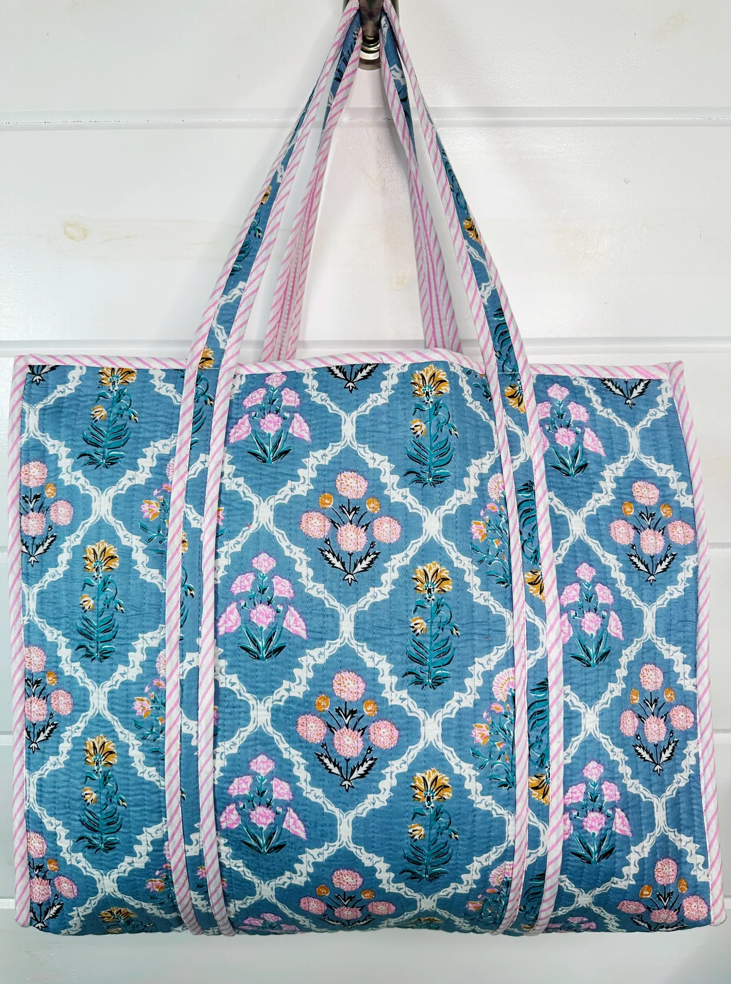 Quilted Tiger Tote | Blue Wildflowers
