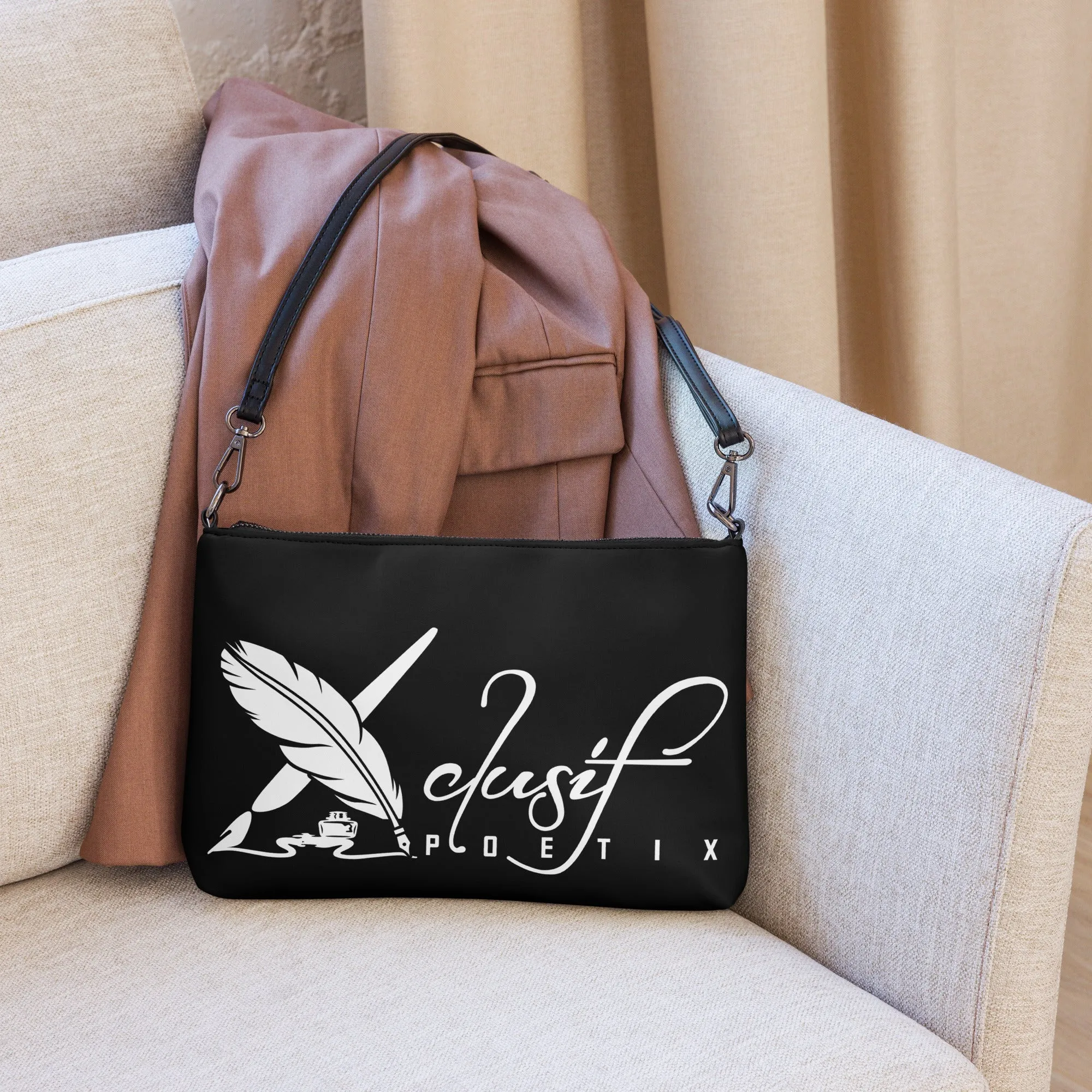 "LIVE FOR WHAT YOU LOVE" BY XCLUSIF POETIX BLACK Crossbody bag