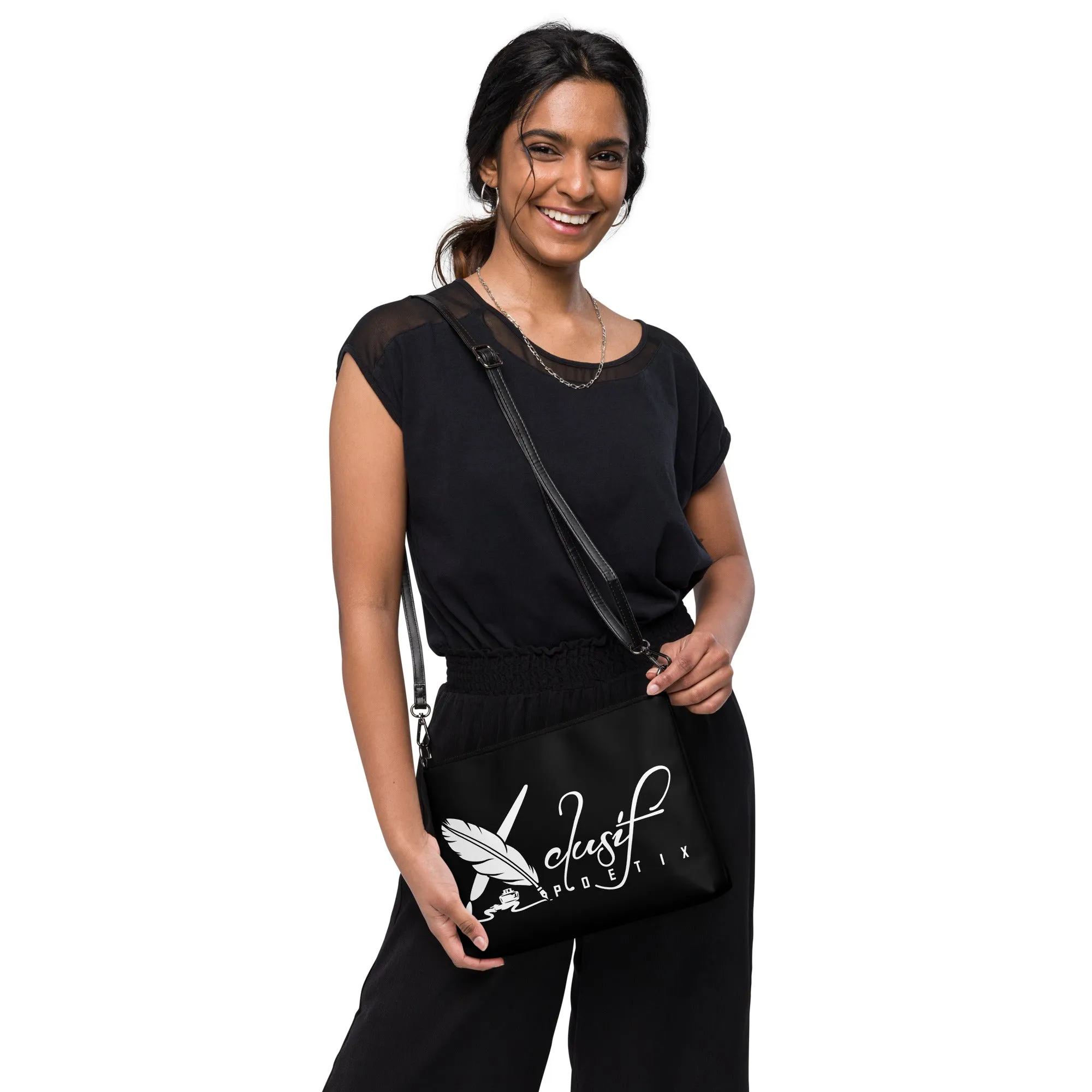 "LIVE FOR WHAT YOU LOVE" BY XCLUSIF POETIX BLACK Crossbody bag