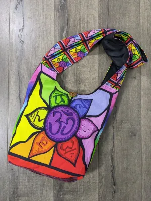 Rainbow Screen Print Chakra Flower Shoulder Bag