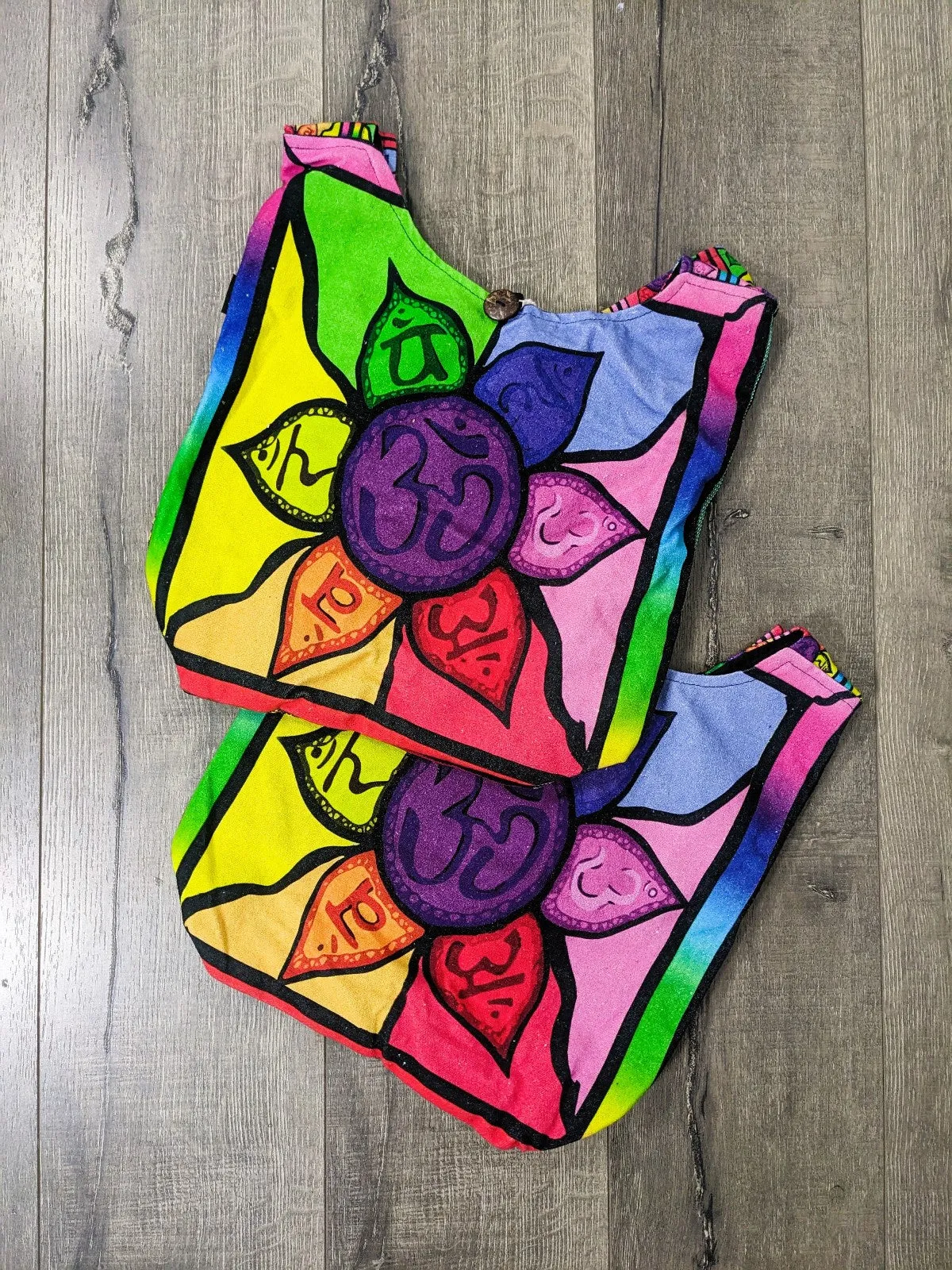 Rainbow Screen Print Chakra Flower Shoulder Bag